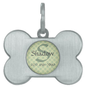 Trendy Sage Green Circle personalisierter Hundetag Tiermarke