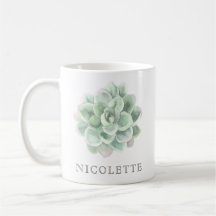 Trendy Sage Green Watercolor Sukkulent