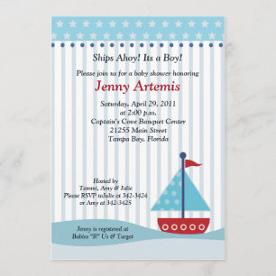 Trendy Sailboat 12x18 Baby Dusche Einladung