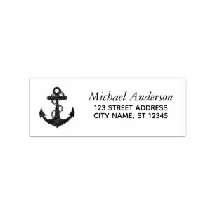 Trendy Sailboat Nautical Anchor Rücksendeadresse Gummistempel