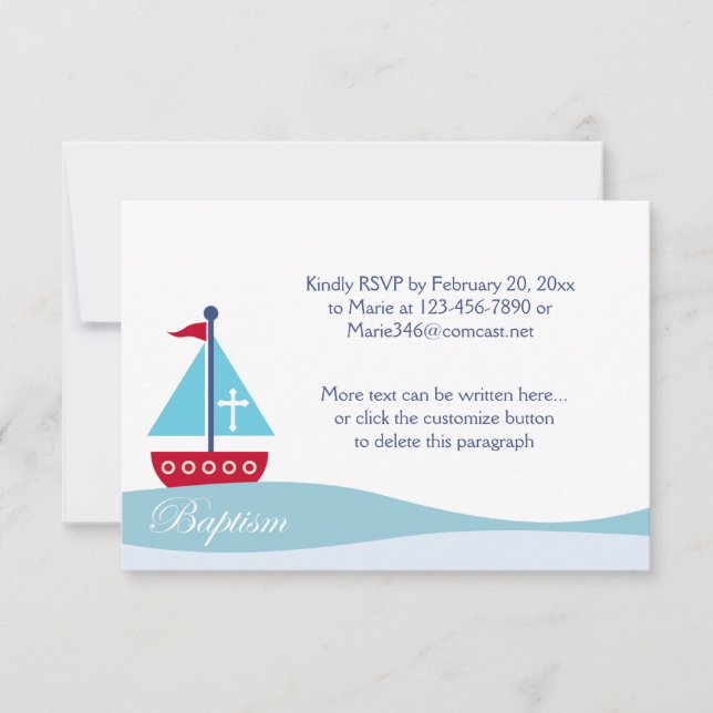 Trendy Sailboat Taufen UAWG Umschließungskarten RSVP Karte (Vorderseite)