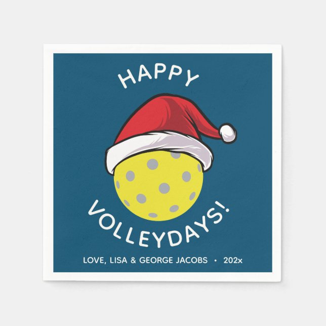 Trendy Santa Cap Pickleball Blauer Weihnachten Serviette (Vorderseite)