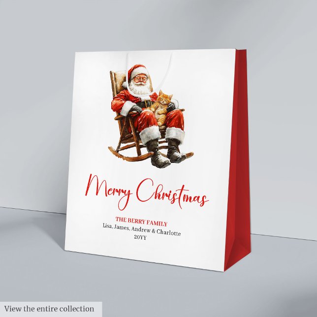 Trendy Santa Claus Modern Warmish Holiday Gift Bag Mittlere Geschenktüte (Trendy Santa Claus Modern Warmish Holiday Gift Bag)