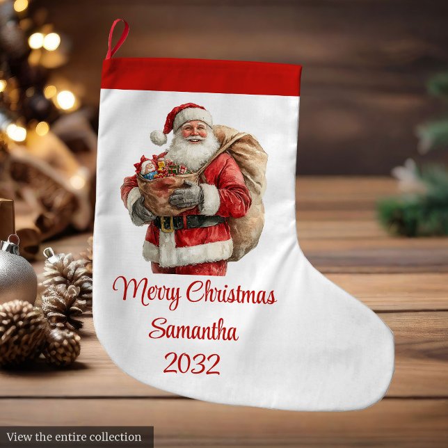 Trendy Santa Claus Modern Warmish Holiday Stocking Großer Weihnachtsstrumpf (Trendy Santa Claus Modern Warmish Holiday Stocking)