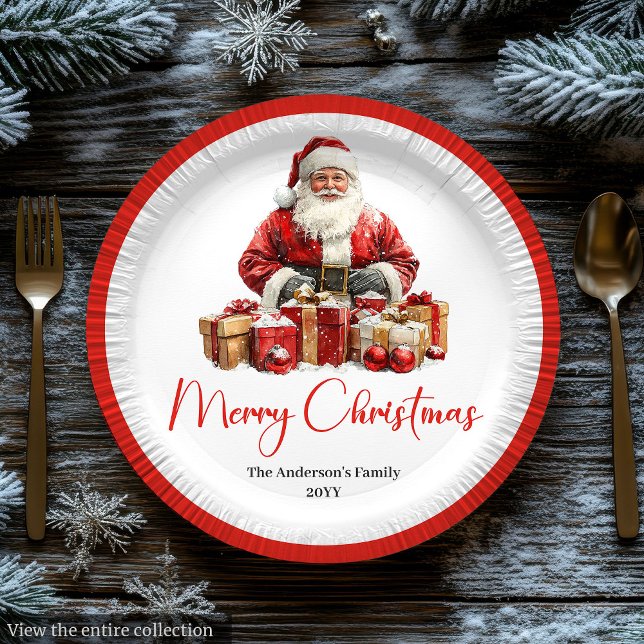 Trendy Santa Claus Stylish Warmish Holiday Plate Pappteller (Trendy Santa Claus Stylish Warmish Holiday Plate)