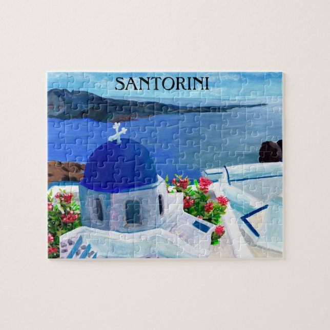 Trendy Santorini Griechenland Illustration (Horizontal)