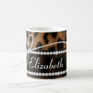 Trendy schicke gürtelige Imitate braunes Leoparde Kaffeetasse
