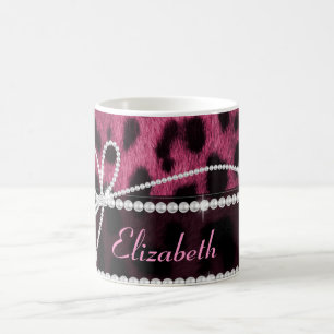 Trendy schicke gürtelige Imitate heiß rosa Leopa Kaffeetasse