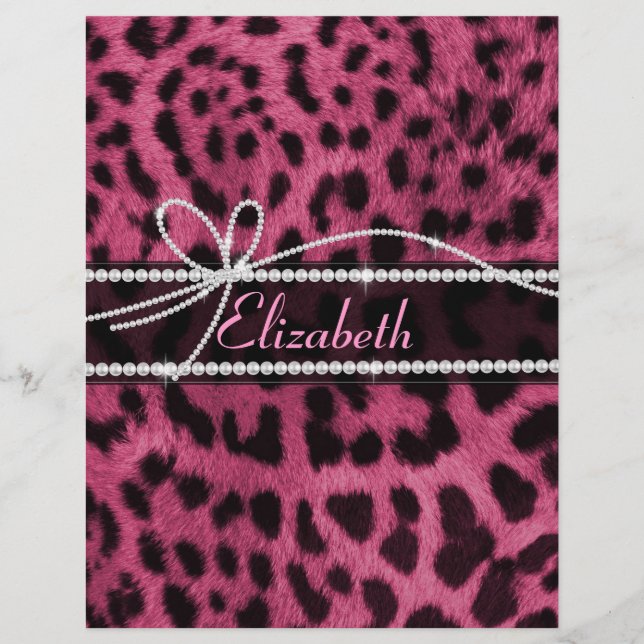 Trendy schicke gürtelige Imitate heiß rosa Leopard Flyer (Vorne)