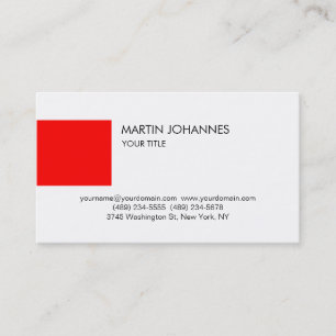 Trendy Schlicht Beruflich Red White Business Card Visitenkarte
