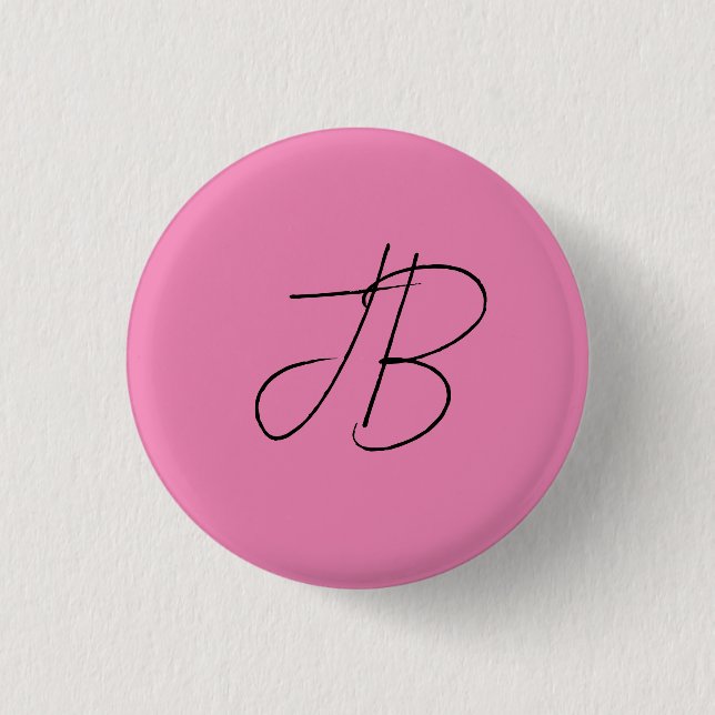 Trendy schlicht kalligraphische Monogramm-Initiale Button (Vorderseite)