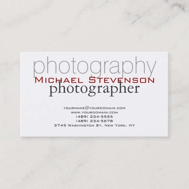 Trendy Schlicht Schwarz-weiße Business Card Visitenkarte (Vorderseite)