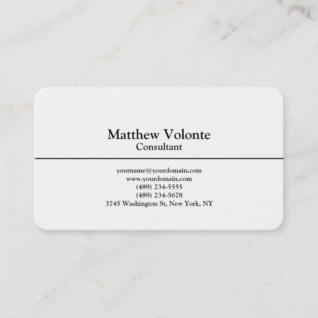 Trendy Schlicht Stylish Black & White Simple Visitenkarte (Vorderseite)