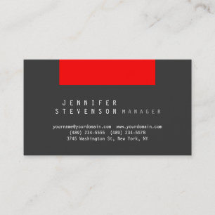 Trendy Schlicht Stylish Gray Red Clean Business Ca Visitenkarte