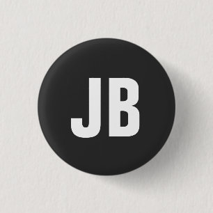 Trendy schlichte, fette Monogramm-Initialen schwar Button