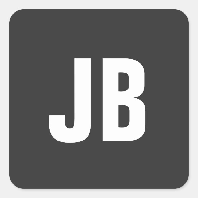 Trendy schlichte, fette Monogramm-Initialen schwar Quadratischer Aufkleber (Vorderseite)