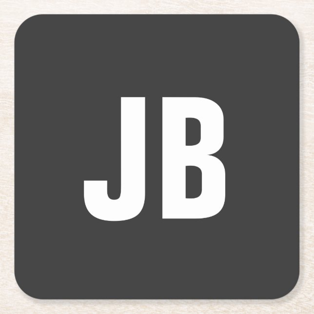 Trendy schlichte, fette Monogramm-Initialen schwar Rechteckiger Pappuntersetzer (Vorderseite)