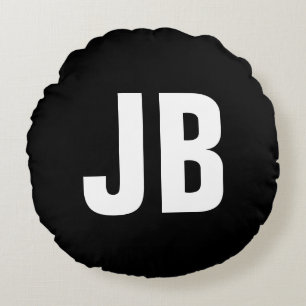 Trendy schlichte, fette Monogramm-Initialen schwar Rundes Kissen