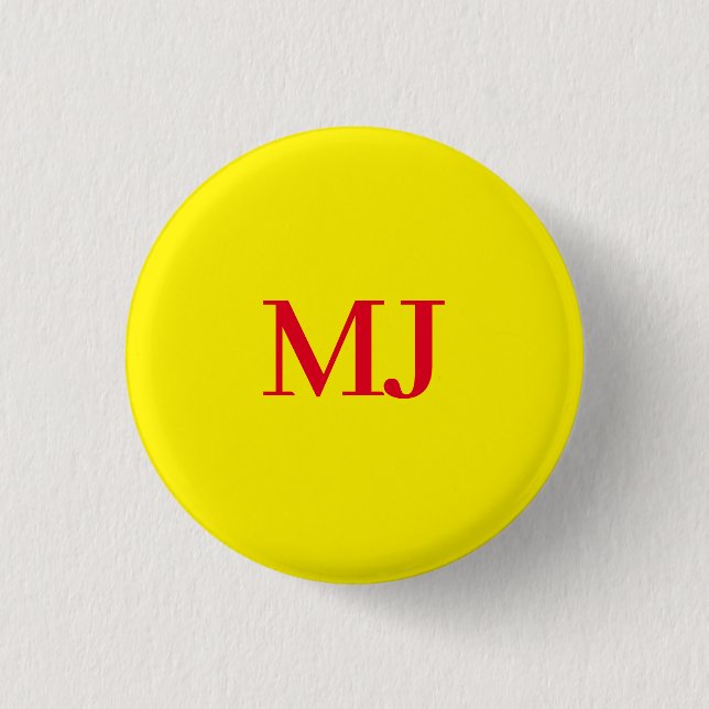 Trendy schlichte Monogramm-Initialen Button (Vorderseite)