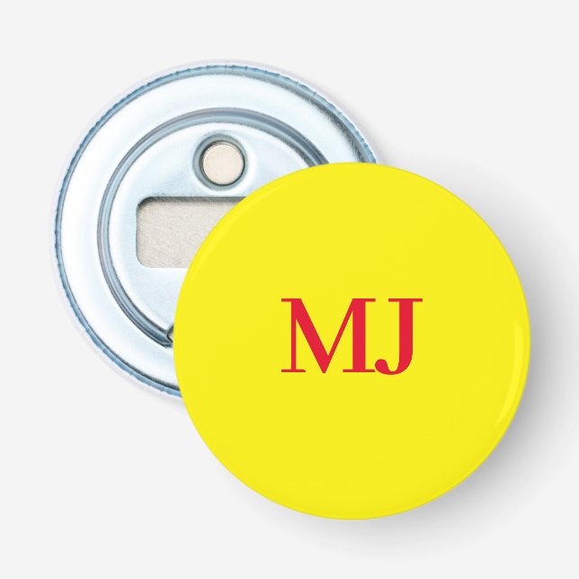 Trendy schlichte Monogramm-Initialen Flaschenöffner (Vorderseite)