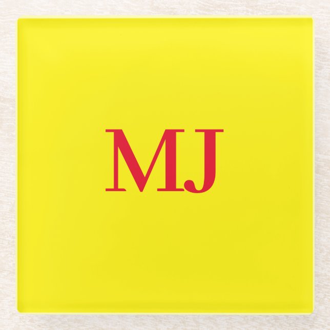Trendy schlichte Monogramm-Initialen Glasuntersetzer (Vorderseite)