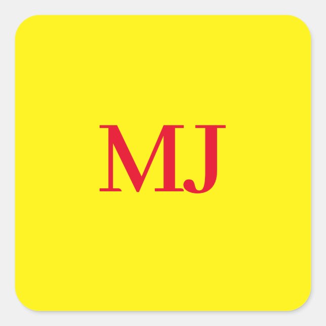Trendy schlichte Monogramm-Initialen Quadratischer Aufkleber (Vorderseite)