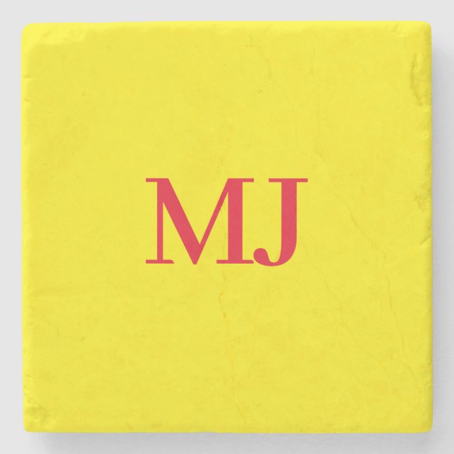 Trendy schlichte Monogramm-Initialen Steinuntersetzer (Vorderseite)