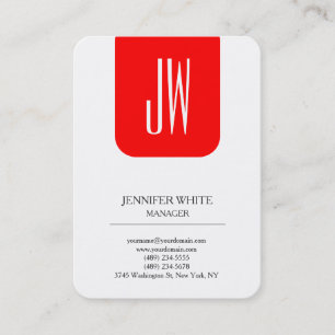 Trendy schlichtes weißes rotes Monogramm der Visitenkarte