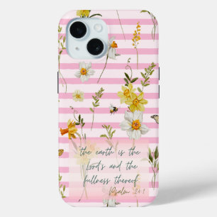 Trendy Schriftzug Rosa Streifen Gelbe Osterglocken Case-Mate iPhone Hülle