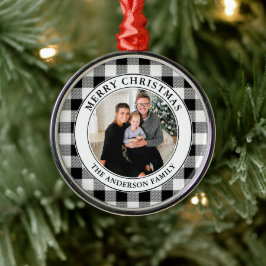 Trendy Schwarz und Weiß Kariert frohe Weihnachten Ornament Aus Metall