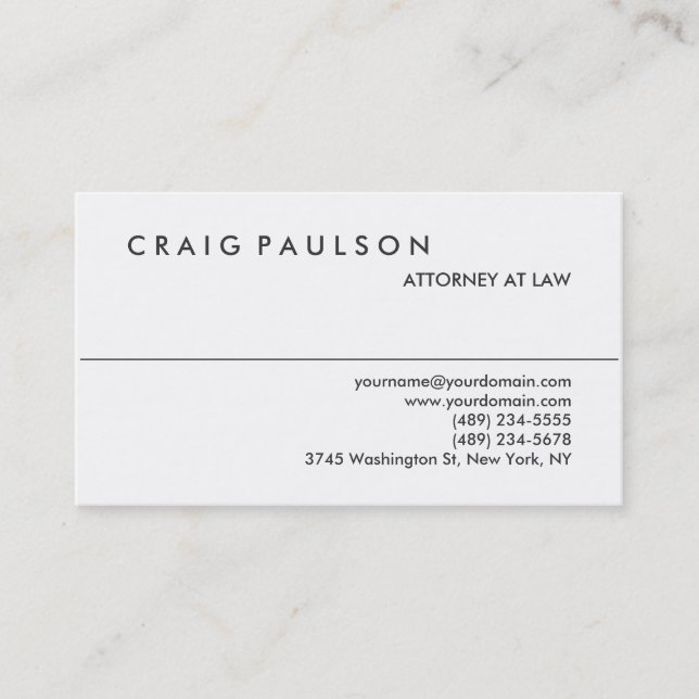 Trendy Schwarz-weiß Attorney at Law Business Card Visitenkarte (Vorderseite)