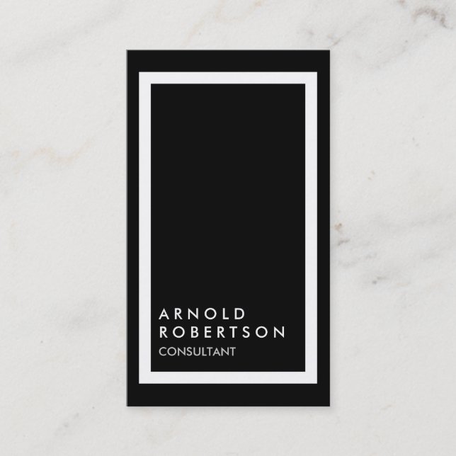 Trendy Schwarz-weiß Border Modern Business Card Visitenkarte (Vorderseite)