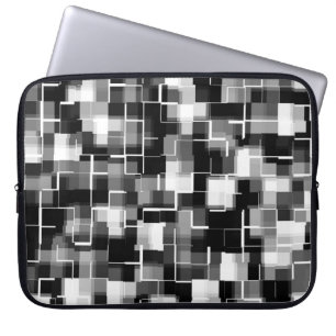 Trendy Schwarz-weiß Grau Abstraktes Muster Laptopschutzhülle