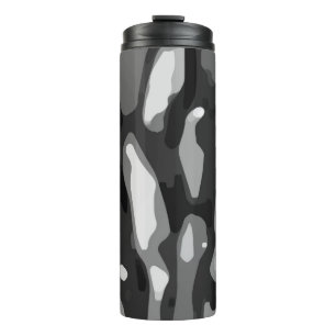 Trendy Schwarz-weiß Grau Abstraktes Muster Thermosbecher