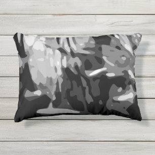 Trendy Schwarz-weiß Grau Camouflage Abstraktes Mus Kissen Für Draußen