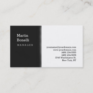 Trendy Schwarz-weiß Gray Manager Business Card Visitenkarte