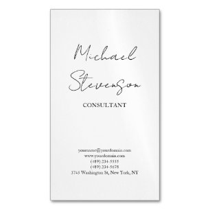 Trendy Schwarz-weiß Handwriting Minimalistisch Magnetische Visitenkarte