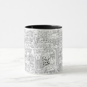 Trendy Schwarz-Weiß Hunde und Welpen Gemustert Tasse
