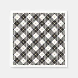 Trendy Schwarz-weiß Kariert Serviette