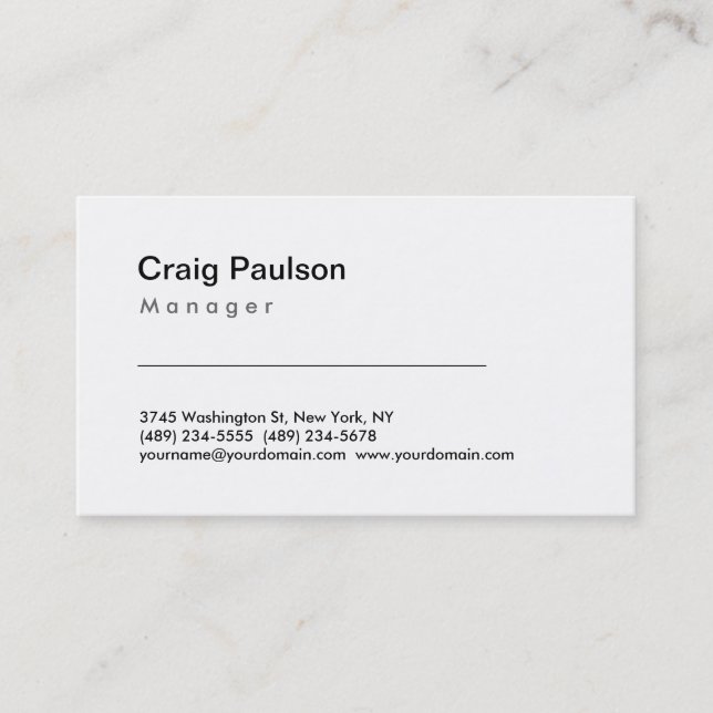 Trendy Schwarz-weiß Manager Business Card Visitenkarte (Vorderseite)