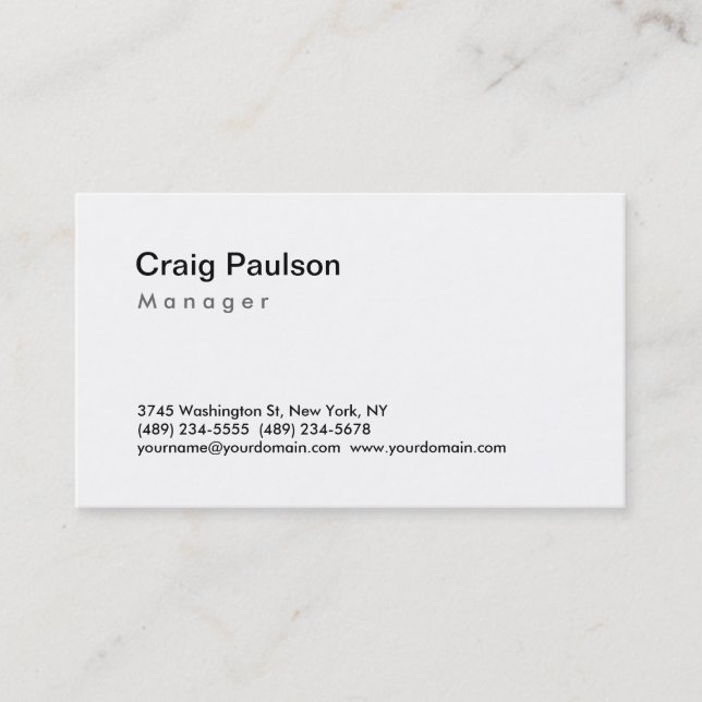 Trendy Schwarz-weiß Manager Business Card Visitenkarte (Vorderseite)