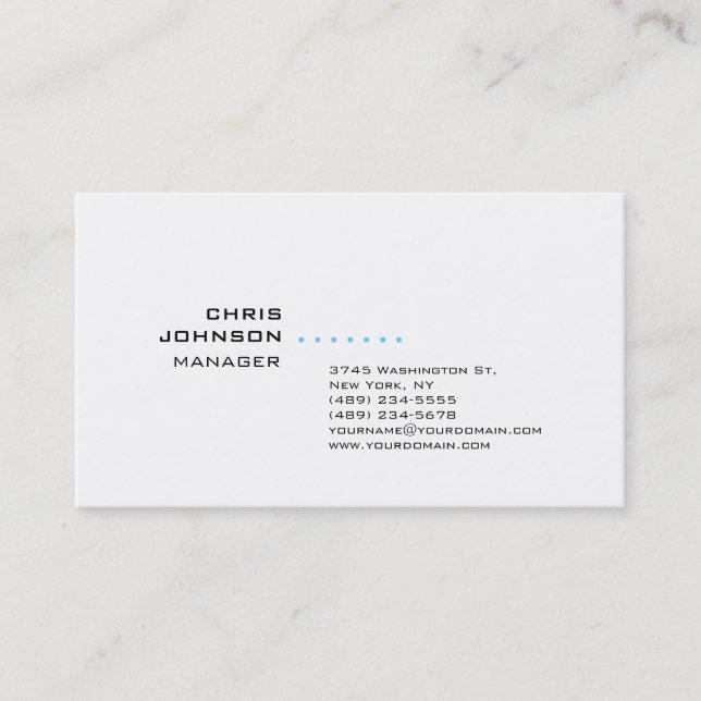 Trendy Schwarz-weiß Manager Business Card Visitenkarte (Vorderseite)