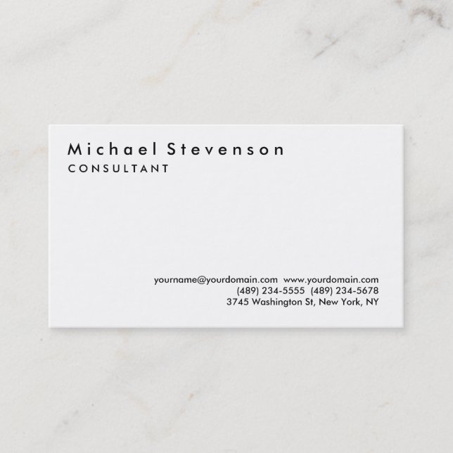 Trendy Schwarz-weiß Simple Schlicht Business Card Visitenkarte (Vorderseite)