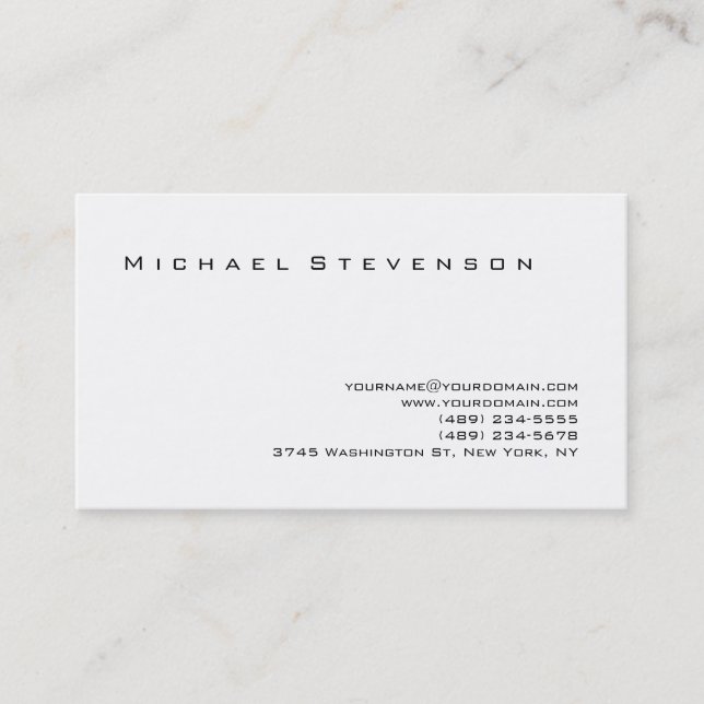 Trendy Schwarz-weiß Simple Schlicht Business Card Visitenkarte (Vorderseite)
