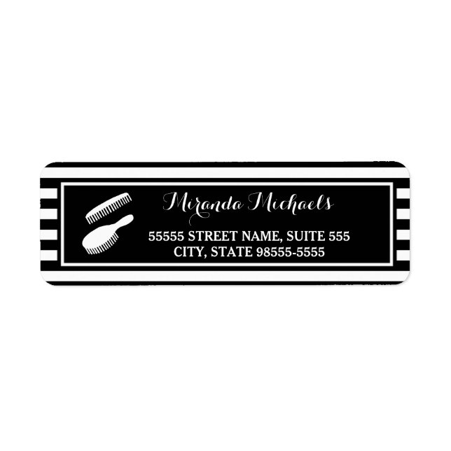 Trendy Schwarz-weiß Stripes Hair and Beauty Salon (Vorne)