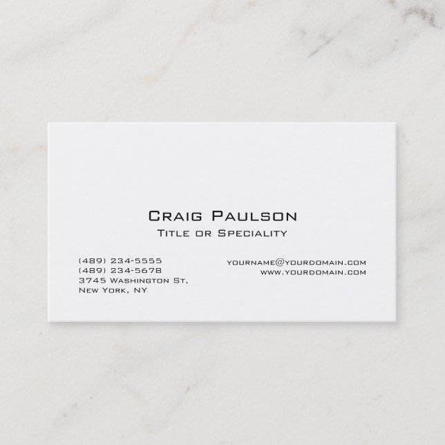 Trendy Schwarz-weiß Stylish Business Card Visitenkarte (Vorderseite)