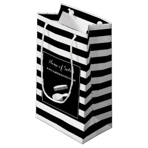 Trendy Schwarz-weiße Streifen Haar und Kleine Geschenktüte