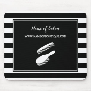 Trendy Schwarz-weiße Streifen Haar und Mousepad
