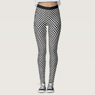 Trendy Schwarz-weißes Schachbrett Pattern Yoga Leggings