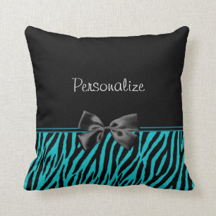 Trendy schwarzer und aquamariner Zebra-Druck mit Kissen